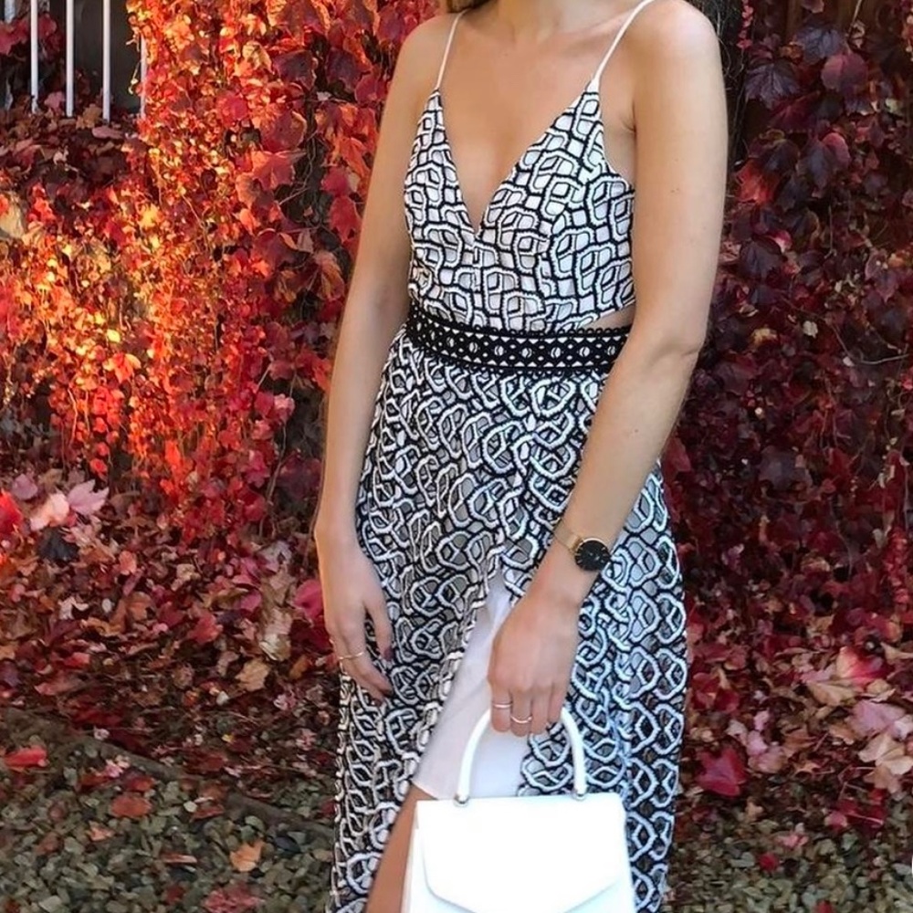 ASOS Black and White Patterned Midi Dress